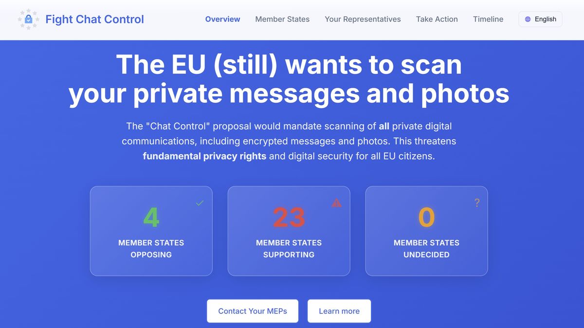 Proti plošnému šmírování jsou už jen čtyři státy. Chat Control většina EU vítá